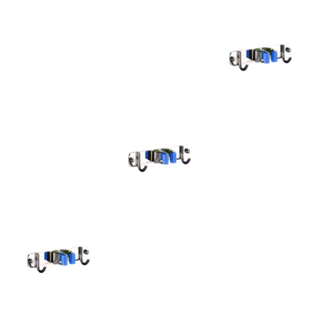 ZheElen Support Pratique pour Écouvillon en Acier Inoxydable - Fabrication Résistante à la Corrosion, Rapide, Robuste, Support Multifonction pour Écouvillon, Porte-Balai Bleu 1 Pince et 2 Crochets Ensemble de 3