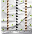thumbnail image 1 of Soimoi Green Moss Georgette Fabric Geometric Triangle & Jamdani Printed Fabric 1 Yard 42 Inch Wide, 1 of 2