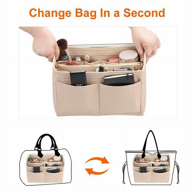 Felt Purse Insert Organizer Portable Cosmetic Bag Fit for Handbag Tote Various Bag