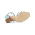 thumbnail image 3 of BLISSFUL STEP Outfit Women's Shoes Rhinestone Crisscross Strappy Block Heel Faux Suede Ankle Buckle Sandals SkyBlue 11, 3 of 8
