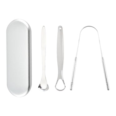 EGNMCR Grattoir de Langue en Acier Inoxydable Outil de Soins Buccaux pour Respiration Fraîche Grattoir de Langue Réutilisable
