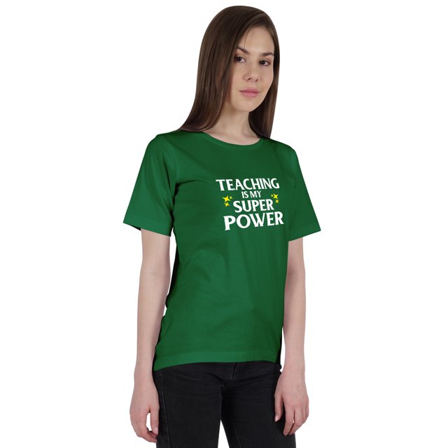 Inkmeso T-Shirt à Encolure Dégagée pour Femmes « Teaching Is My Super Power » Citation Graphique d'Enseignante