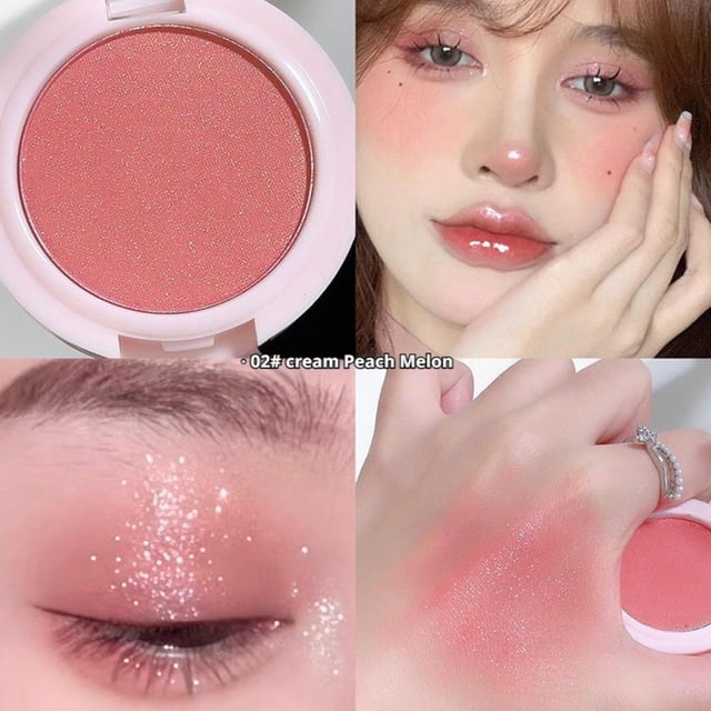 Single Color Blush Palette Shiny Highlight Fine Flash Eyeshadow Sparkle Powder Natural Silky Texture Blush Face Makeup