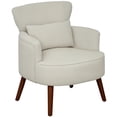 thumbnail image 1 of HOMCOM Upholstered Accent Chair with Wood Legs, Living Room Chair, Cream, 1 of 10