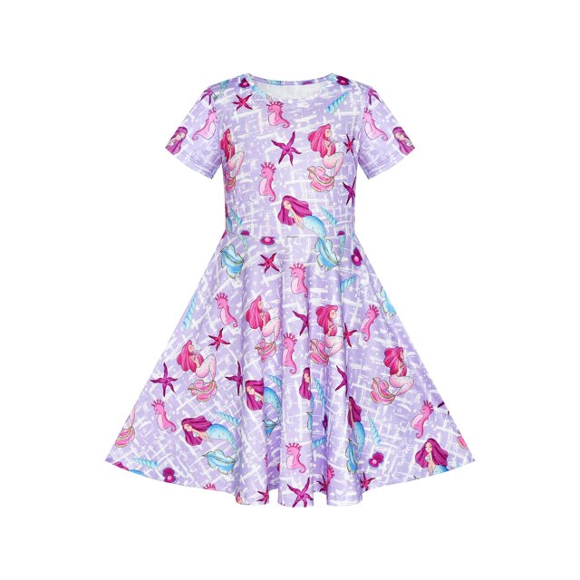 Robe Fille Sirène Manches Courtes Décontractée 5 Ans