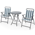 thumbnail image 2 of Gymax 3 Pieces Patio Folding Chair Set w/ 2 Chairs & Glass Round Coffee Table Porch Deck Backyard, 2 of 10