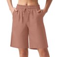 thumbnail image 2 of Summer Clearance! Womens Plus Size Pants,Summer Pants for Womens,Ladies' Summer Fashionable Design Casual And Comfortable High Waisted Loose Drawstring Multi Pocket Five Quarter Pants, 2 of 5