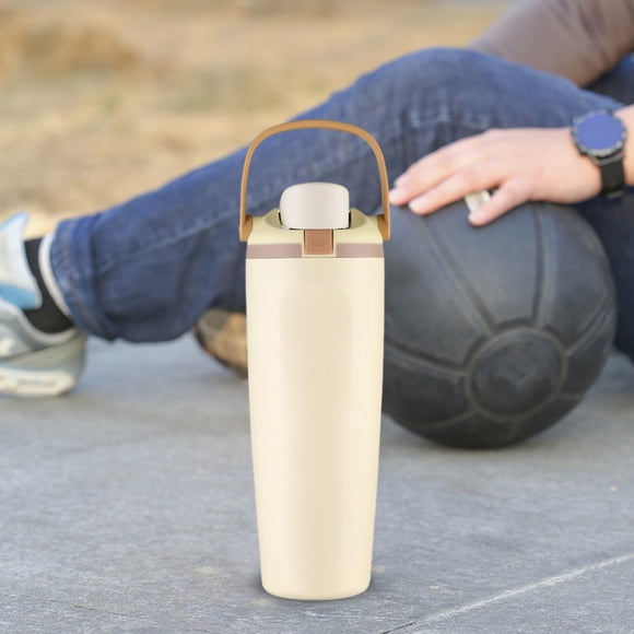QIPOPIQ Bouteille d'Eau Gobelet à Ressort, Couvercle Double pour Boisson, Tasse Contenant Isotherme en Acier Inoxydable, Gobelet d'Eau de Sport de Plein Air pour Hommes et Femmes