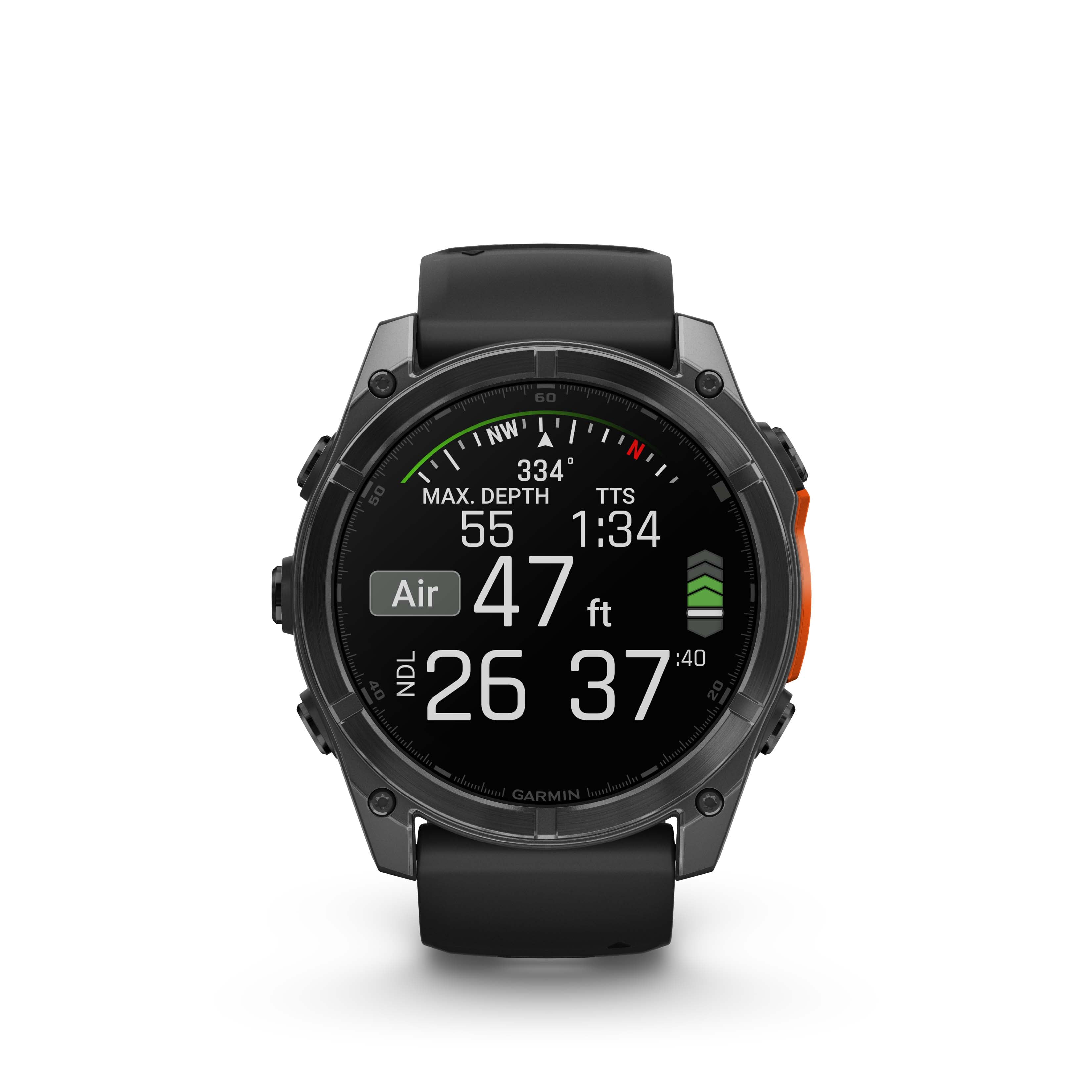 Montre intelligente GPS Garmin fēnix® 8 à écran AMOLED - 51 mm - Lunette gris ardoise avec bracelet en silicone noir