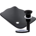 thumbnail image 1 of Novatto TIS-317GMB Rettangolare Clear Slate Grey Glass Scalloped Vessel Sink with Drain, 1 of 7