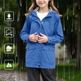 thumbnail image 2 of Imperméable pour Enfants Filles Léger à Fermeture Éclair Complète, Veste de Pluie à Boutons, Coupe-Vent Imperméable Style Preppy pour la Randonnée, 2 of 8