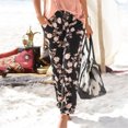 thumbnail image 1 of Women High Waist Pants Pockets Drawstring Vacation Casual Printing Long Pants, 1 of 7