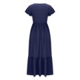 thumbnail image 4 of AherBiu Boho Dresses for Women Cap Sleeve Summer Casual Loose Ruffle Flowy Maxi Dress with Pockets, 4 of 6