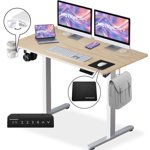 MotionGrey - Ergo2 Bureau électrique réglable avec paramètres de mémoire - 43" x 24" Cadre blanc supérieur brun clair - Bureau ergonomique pour la maison et le bureau