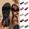 thumbnail image 1 of Jovati Summer Women's Sandals, Fish Mouth Design, Flock Material, Slip Resistant Sole, Breathable Lining, Flat Heel, Solid Color, 1 of 9