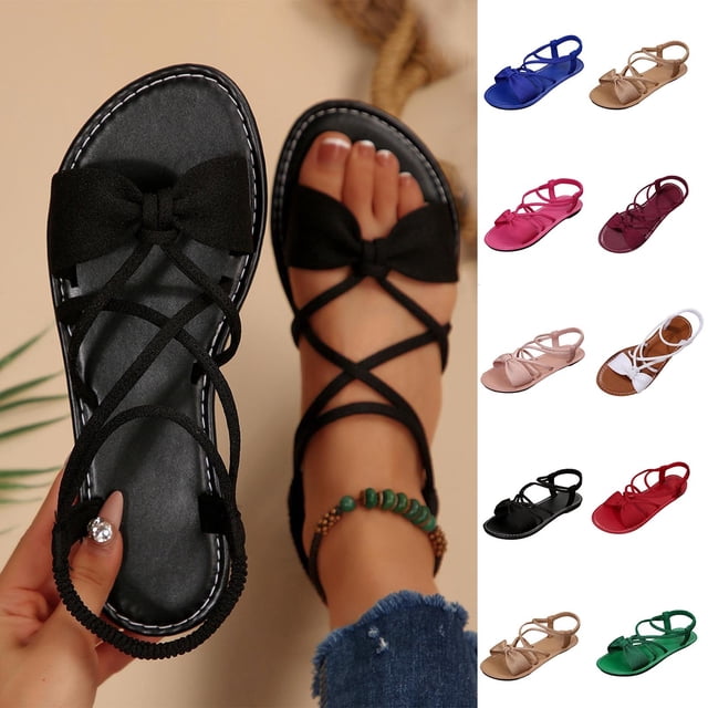 Jovati Summer Women's Sandals, Fish Mouth Design, Flock Material, Slip Resistant Sole, Breathable Lining, Flat Heel, Solid Color