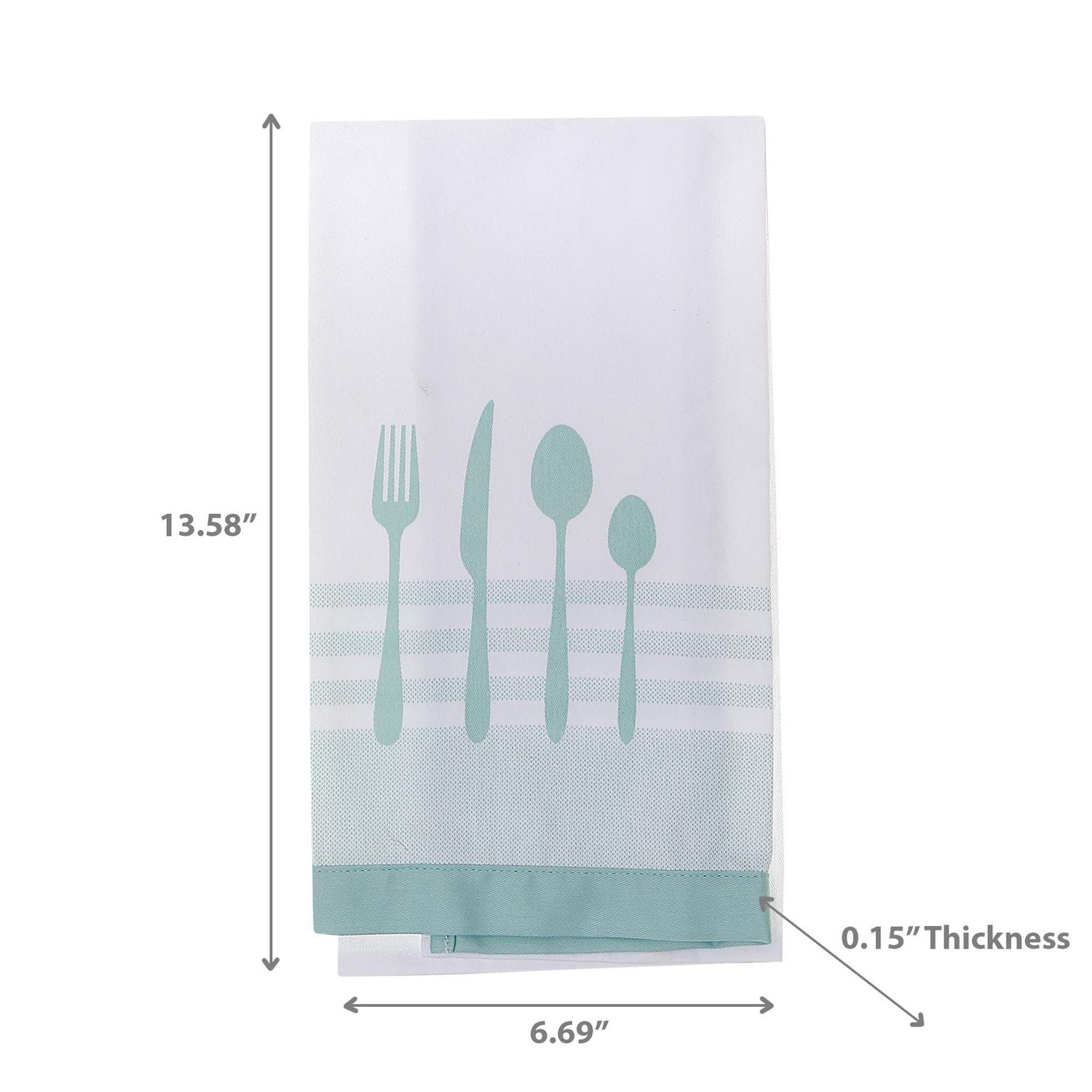 Utensil Front Stitched Tea Towel Blue - Set of 6