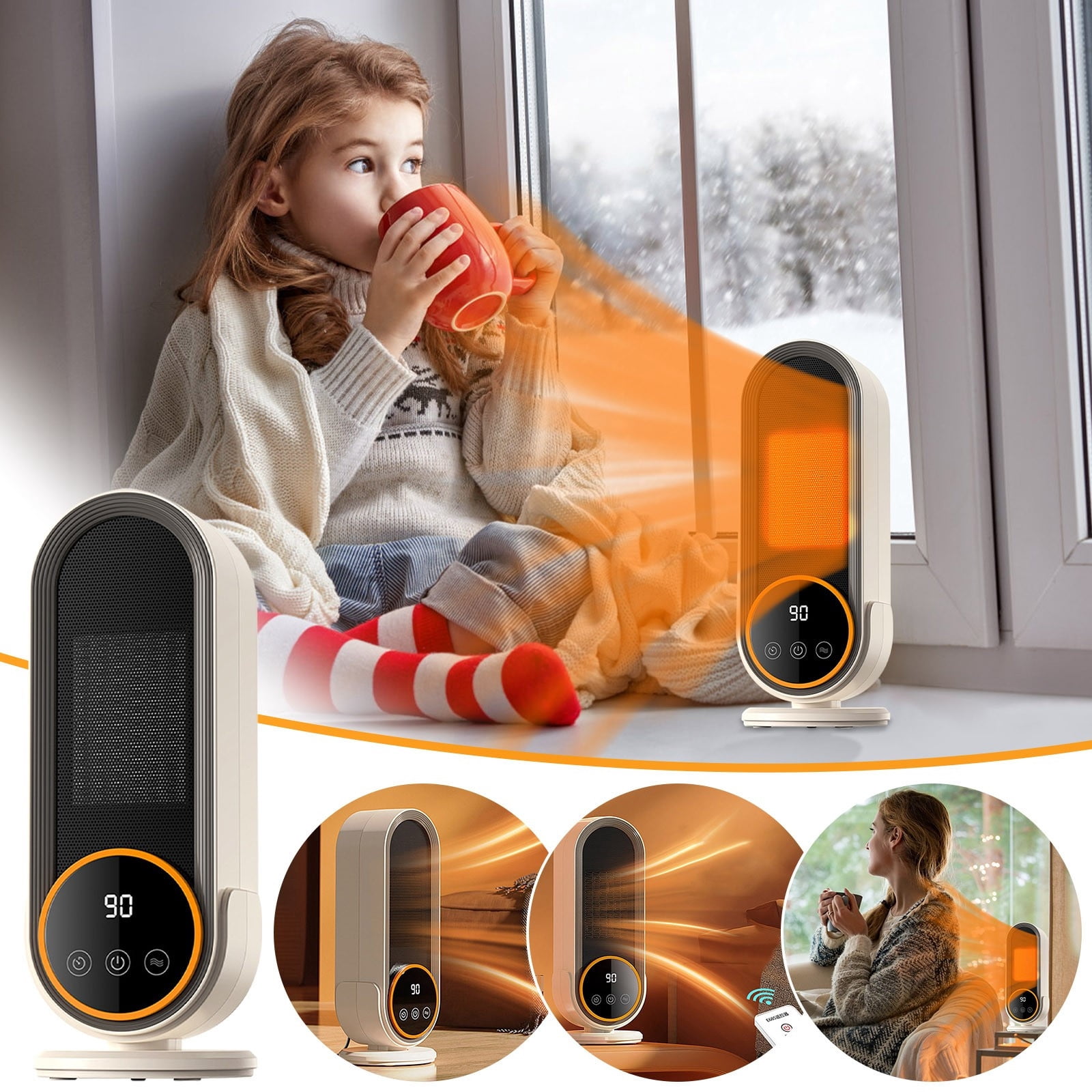 Vggrvlo Space Heater 1500W/750W Safe and Quiet Heater Fan with Heating and Fan Modes 11.5ft/s Portable Electric Heaters for Indoor Use