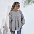 thumbnail image 2 of Babysbule Liquidation Haut d'Été pour Femmes Blouse à Manches Longues Lanterne à Col Rond pour Femmes Hauts, 2 of 8