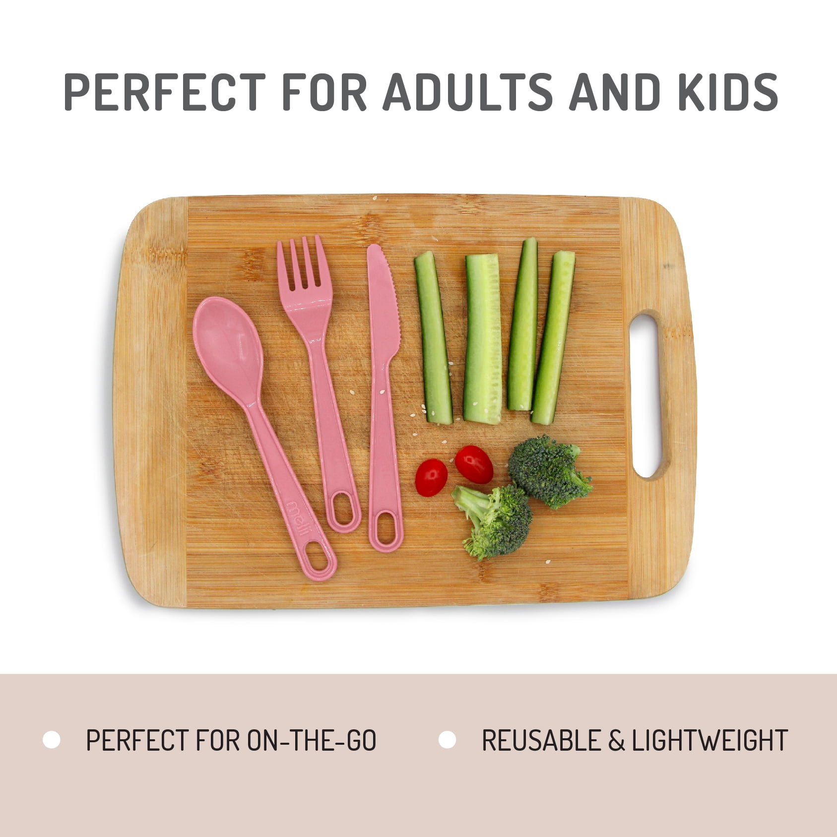 Melii Spoon, Fork, Knife with Case Blush