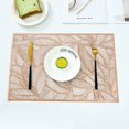thumbnail image 2 of Creative Rectangle PVC Placemat with Gold Foil, Heat- and Leaf-shaped Design, Perfect for Dining Table, Tea Cup, Western-style Dinner Mat, 2 of 8