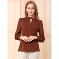 thumbnail image 2 of INSPIRE CHIC Women's Keyhole Stand Collar Pleated Back Button Blouse Tops, 2 of 6