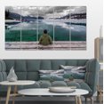 thumbnail image 1 of Boy Looking at Clear Mountain Lake - Landscape Canvas Art Print, 1 of 4