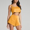 thumbnail image 2 of Womens 2 Piece Outfits Lounge Matching Sets Cotton Linen Shorts Open Back Crop Tops Trendy Clothes Summer Vacation Set, 2 of 7