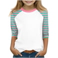 thumbnail image 1 of SERTG T-Shirt Mode Enfant Col Rond Manches 3/4 Imprimé Col Rond pour Été et Printemps 4-15 Ans (Blanc4,13 Ans), 1 of 7