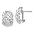 thumbnail image 1 of 14K White Gold Polished Quilted Omega Back Post Earrings, 1 of 2