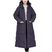 UPPADA Long Down Jacket for Women Warm Faux Fur Hooded Long Puffer Coats Waist Adjustable Jacket Zipper Winter Coat Trendy Parka Jacket Purple,4xl Womens Winter Coats