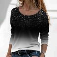 thumbnail image 2 of IROINID Offres Dames Manches Longues T-Shirts Décontractés Imprimé Col Rond T-Shirt Ample Blouse d'Automne Chandail, Noir, 2 of 5