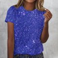 thumbnail image 2 of Amzcrzy Hauts pour Femmes T-Shirts Décontractés à Manches Courtes Hauts d'Été Mode Col Rond Hauts à Sequins pour Femmes Confort Polyvalent Hauts de Sortie Blouses, 2 of 4