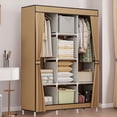 thumbnail image 2 of Coffee Dustproof Closet Wardrobe Multifunctional Fabric Storage Cabinet Assembly Organizer For Home Bedroom Portable Space Saving Storage Solution Easy Setup W-865 Coffee, 2 of 6