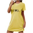 thumbnail image 1 of Rbaofujie Robes pour Femmes Nuisette Courte Surdimensionnée pour Femmes Imprimée à Col Rond et Manches Courtes Robe Pyjama pour Femmes, 1 of 6