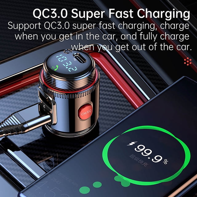 Powerful Car Charger with PD30W and QC30 MP3 Player and Hands- FM for Vehicle Connectivity