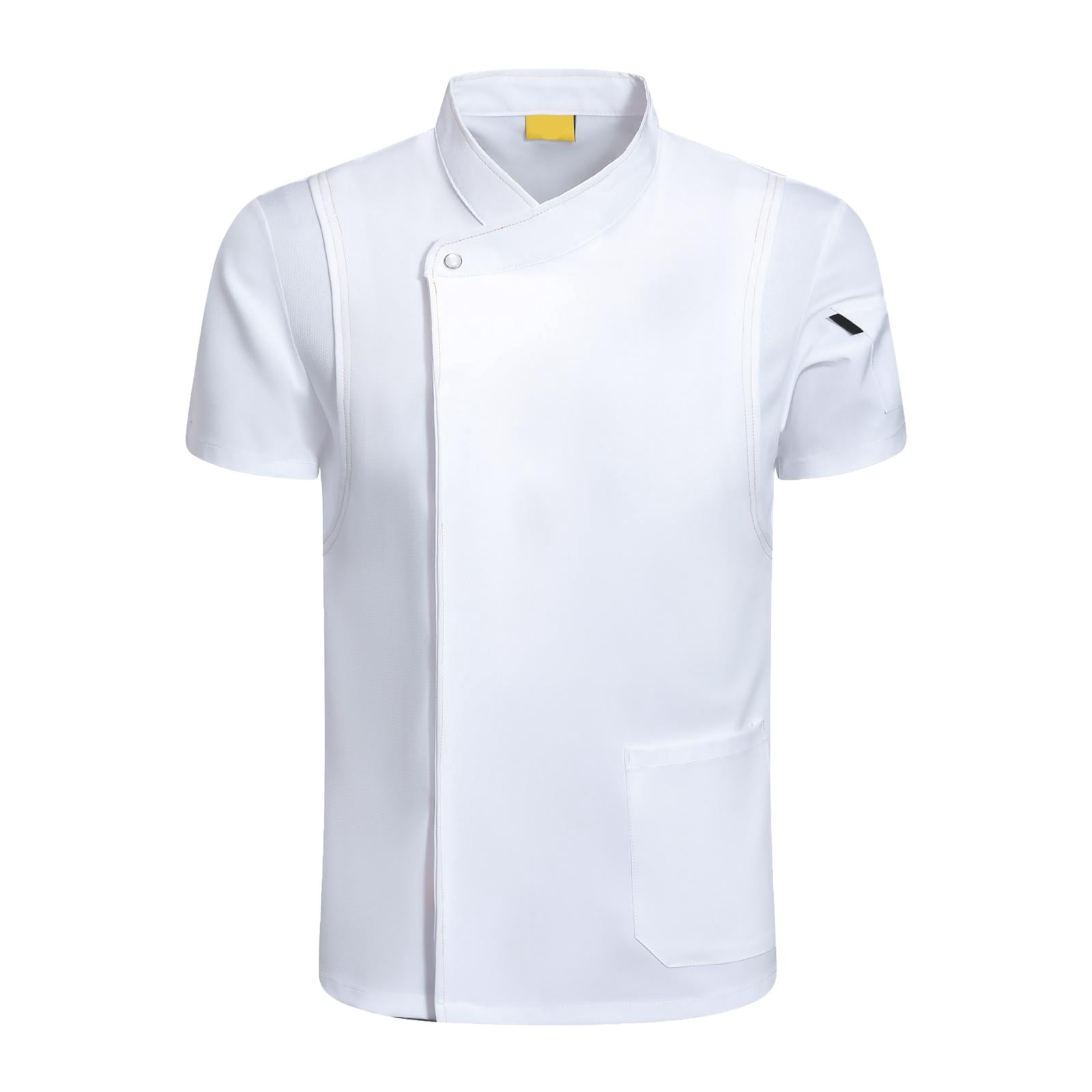 lionlar Chef Coat Jacket Short Sleeve Cafe Restaurant Apparel Pub Unisex Uniform White L