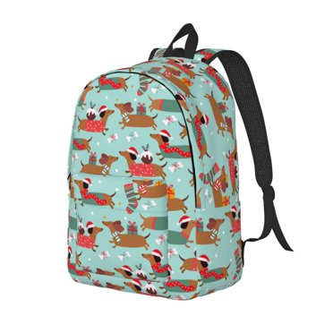 Vsdgher Dachshund Christmas Play Print Canvas Backpack Travel Rucksack Unisex Knapsack 15.7/17.7Inch Laptop Backpack for Work,College-Medium
