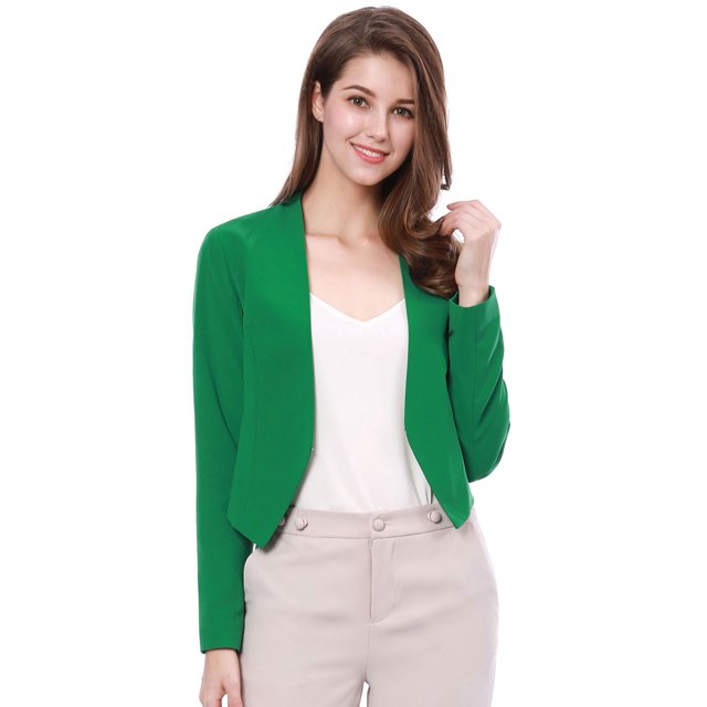 INSPIRE CHIC Veste Blazer Courte Sans Col pour Femme, de Travail/bureau/affaires Décontracté