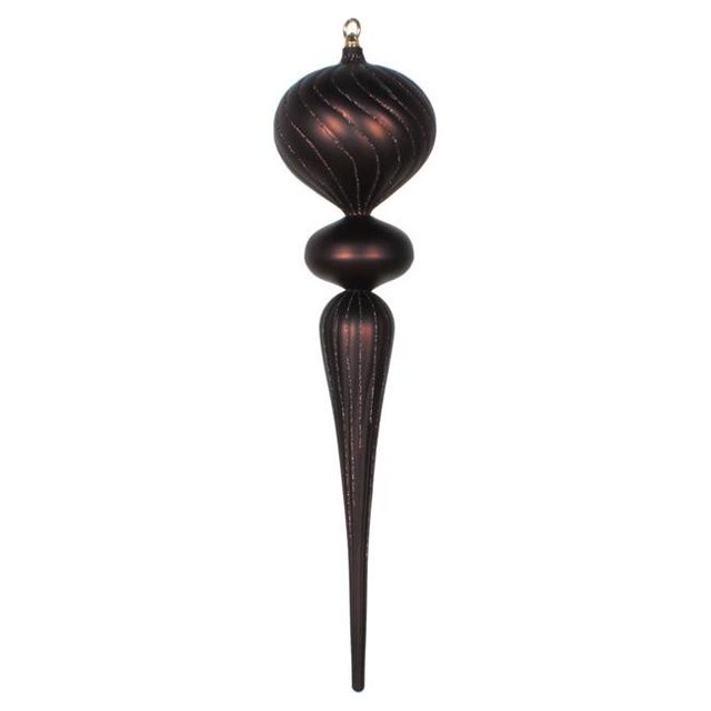 Vickerman MT195475 25 in. Chocolate Matte Glitter Finial Ornament
