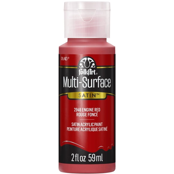 FolkArt Multi-Surface Satin Acrylic Paint, 2 fl. oz., Engine Red