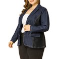 thumbnail image 4 of Agnes Orinda Women's Plus Size Denim Blazer Notched Lapel Button Work Jean Jackets 5X Blue, 4 of 8