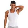 thumbnail image 4 of Ocealan Men's Tank Swimsuit Top Athletic Vest Rash Guard Shirt Solid Color Sleeveless Workout Playwear White L, 4 of 7