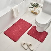 CQCYD Bathroom Rug Set, Foam Bath Mat Toilet Mat, Soft Absorbent Thick Non-Slip Backing, Machine Washable Bathroom Floor Mat, Universal U-Shaped Rug for Toilet, Anti-Skid Carpet for Shower Tub