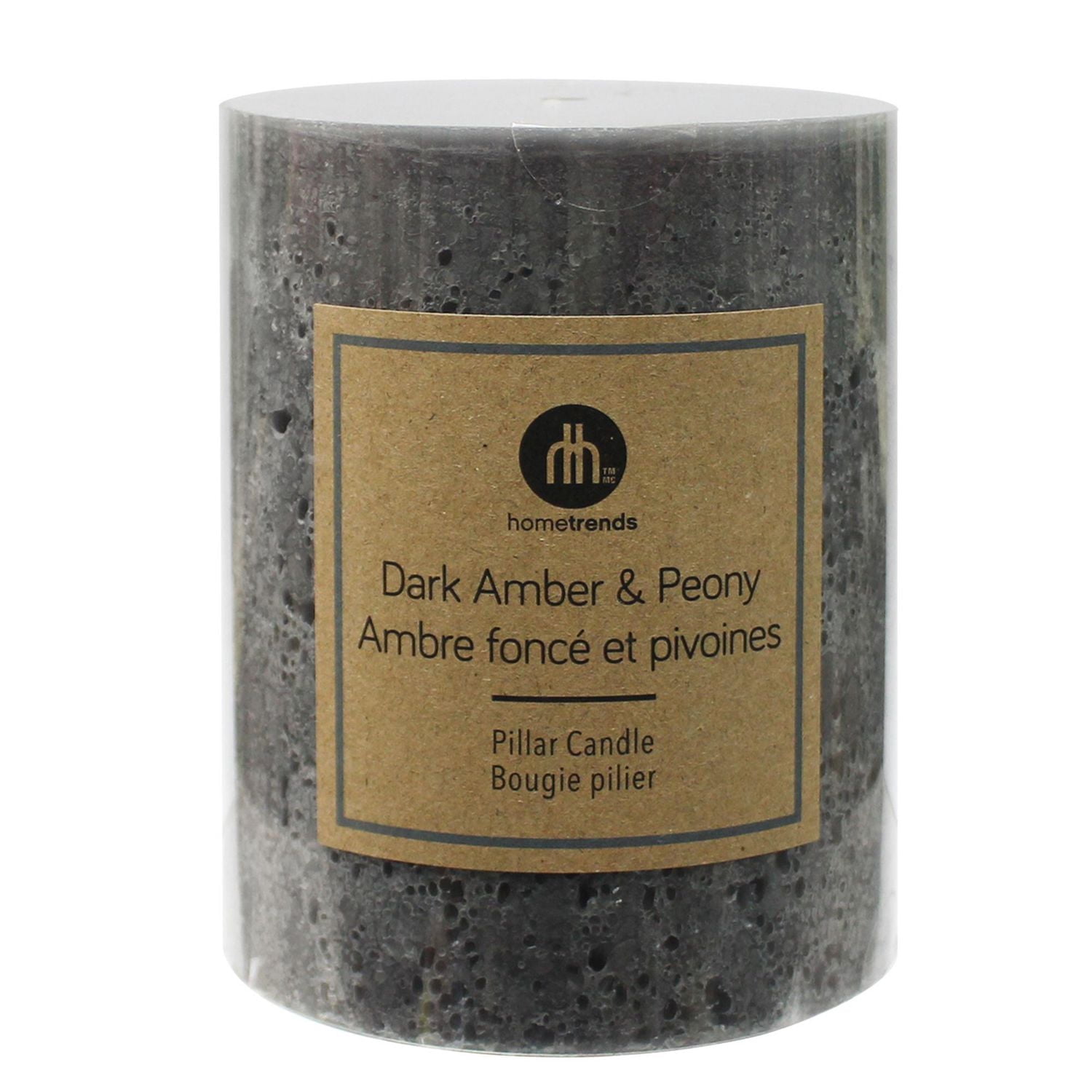 Hometrends 5" Dark Amber & Peony Scented Pillar Candle