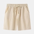 thumbnail image 2 of BADHUB Men Cotton Linen Shorts Summer Solid Color Elastic Waist Short Pants Sportswear with Drawstring Pockets Summer Beach Comfy Lounge Wear, 2 of 7