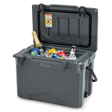 Costway Glacière Portative de 25 QT Coffre à Glace Moulé par Rotation Glacière Isolée pour 5-7 Jours Charbon