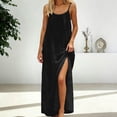 thumbnail image 3 of Daiosportswear Robe Longue de Détente pour Femmes à Bretelles Spaghetti, Dos Nu, Coupe Ample, Robe-Robe à Manches Courtes pour Femmes Noire P(S), 3 of 7