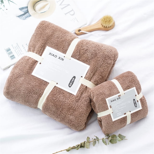 TopLLC Cotton 2 In 1 Bath Towel And Face Towel Soft-Bath Towels Set OF