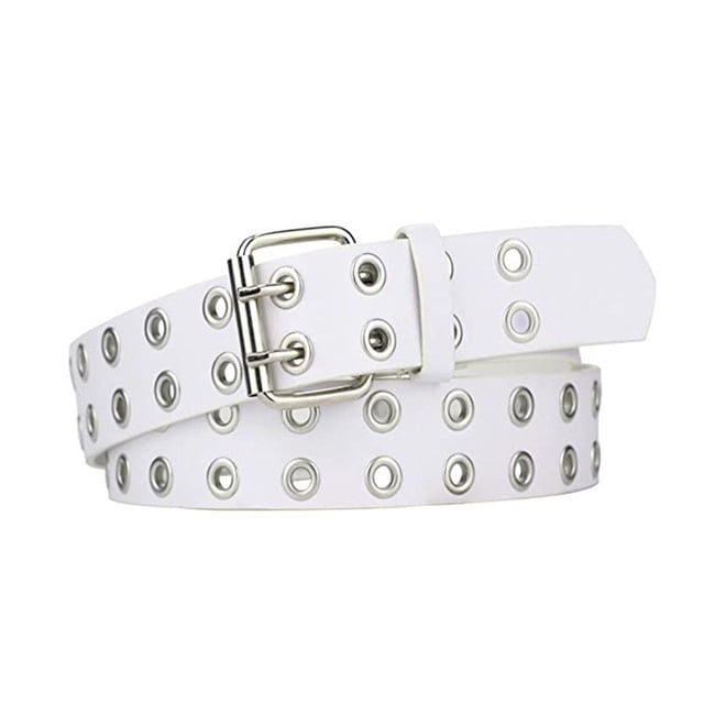 Langgg Ceinture Punk à Boucle en Alliage pour Jeans Femmes Intemporelle Résistante à l'Usure Blanc 110cm 5Set